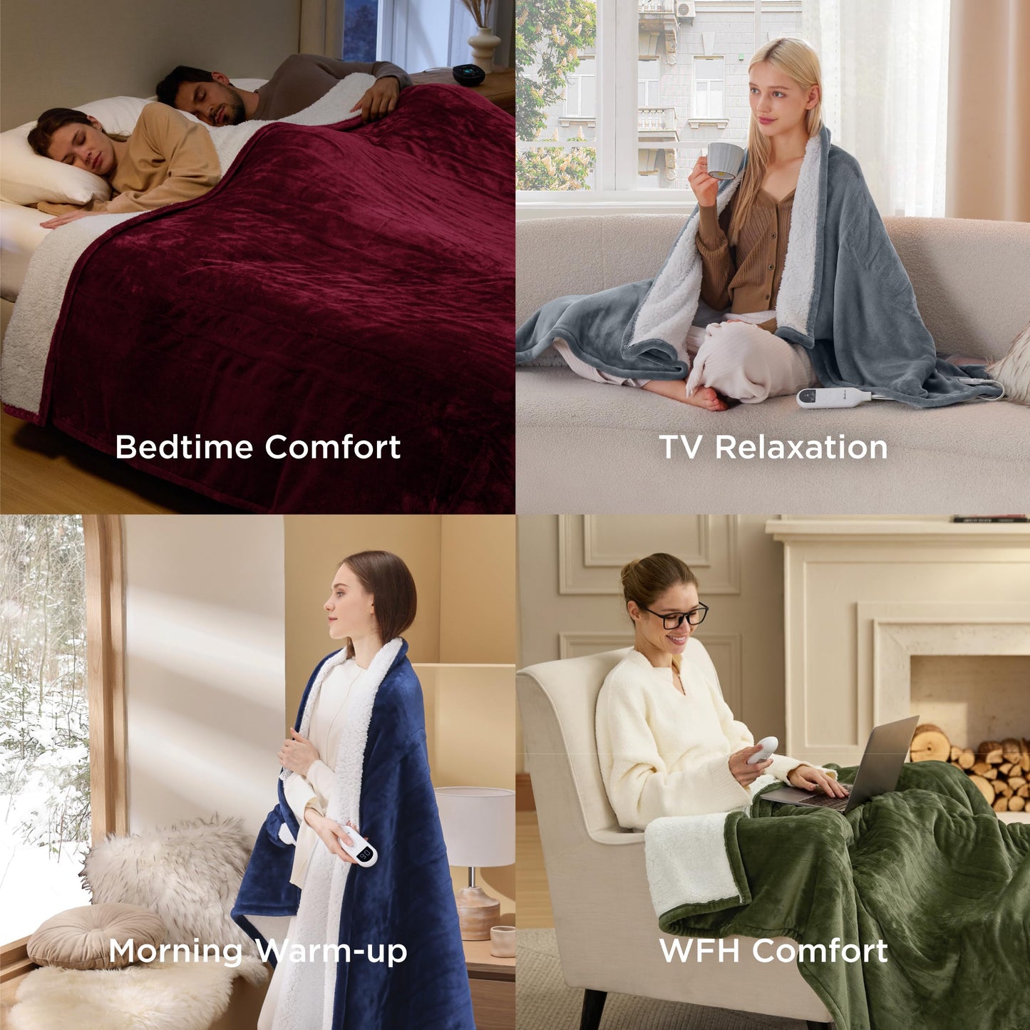 Bedsure Electric Blanket Full Size with Preheat Function - Soft Flannel Heated Blanket, Fast Heating with 6 Time Settings (up to 10H) & 6 Heat Settings, Grey, 72x84 Inches