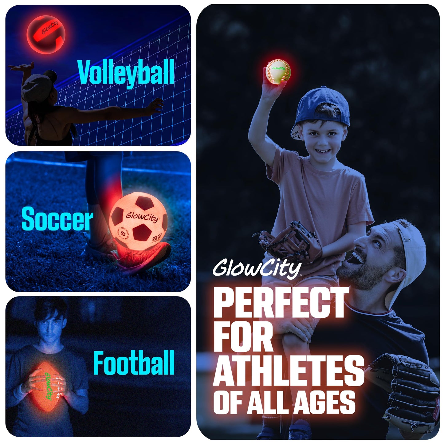 GlowCity Light up Baseball - Leather