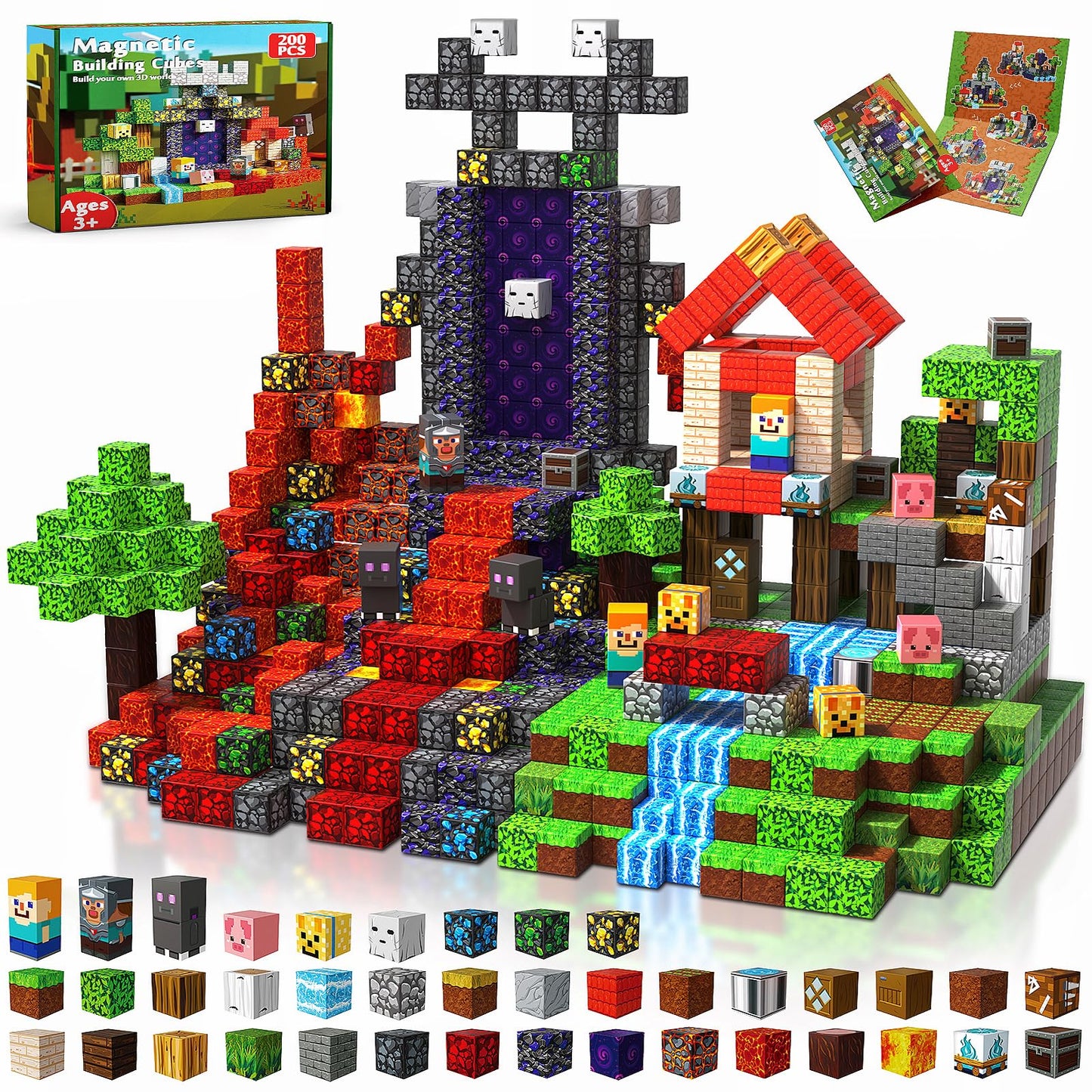Magnetopia 200PCS Magnetic Building Blocks - Stacking Magnets for Kids, Sensory Toy for Toddlers STEM Learning, Birthday Gifts for 3-10 Years Old Boys Girls, Magnetic Blocks for Kids Ages 4 5 6 7 8
