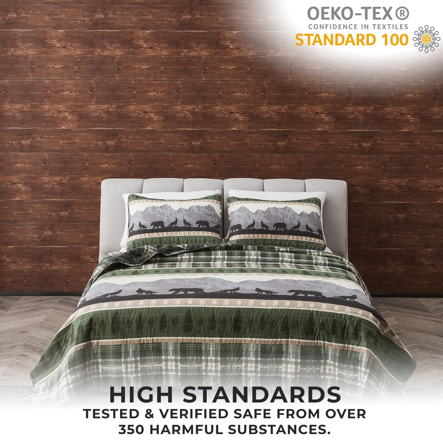 Great Bay Home 3-Piece Reversible Rustic Lodge Bedspread Quilt with 2 Shams. All-Season Quilt Set. (Full/Queen, Salt Creek)