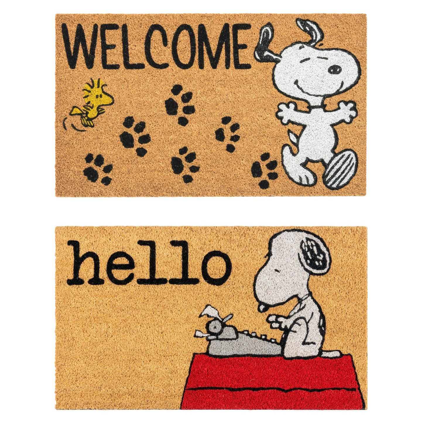 Gertmenian Peanuts Snoopy Coir Doormat - 2x3 Welcome Mat (2-Pack), Ideal for High Traffic Areas in Front Door, Garage, Entryway - Welcome, 80022