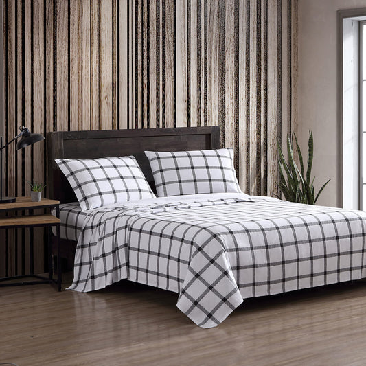 Eddie Bauer - King Sheets, Cotton Flannel Bedding Set, Brushed For Extra Softness, Cozy Home Decor (Bunkhouse Plaid, King)