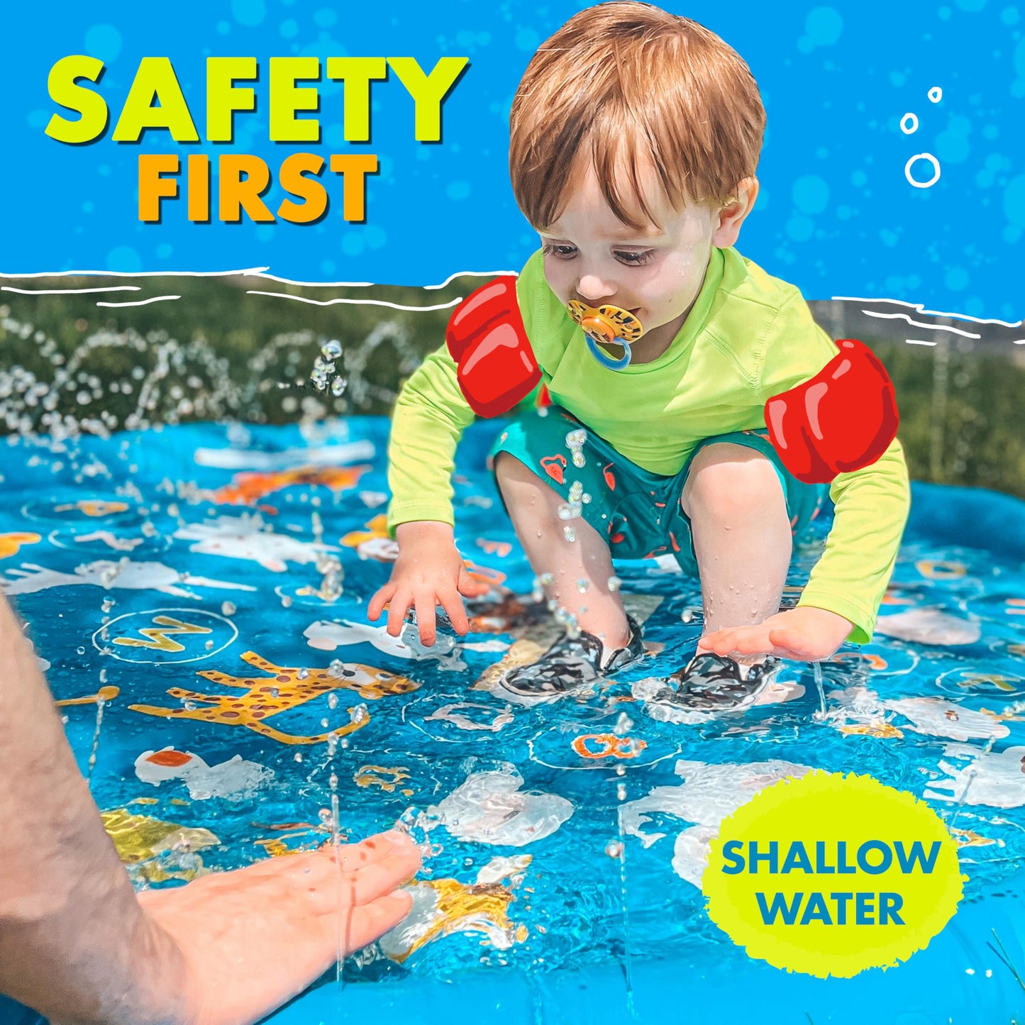 SplashEZ 3-in-1 Splash Pad, Sprinkler for Kids, and Wading Pool for Learning – Children’s Sprinkler Pool, 60’’ Inflatable Water Toys – “from A to Z” Outdoor Swimming Pool for Babies and Toddlers