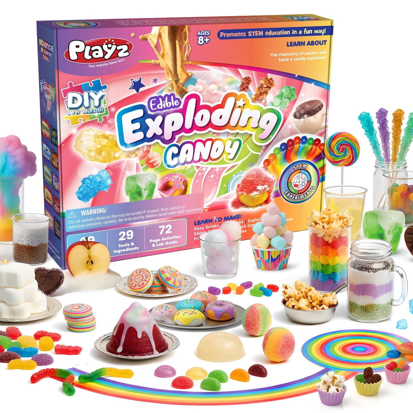 Playz STEM Chemistry Kit - Explosive Edible Experiments - Learn Science Fun for Boys and Girls Ages 8-13