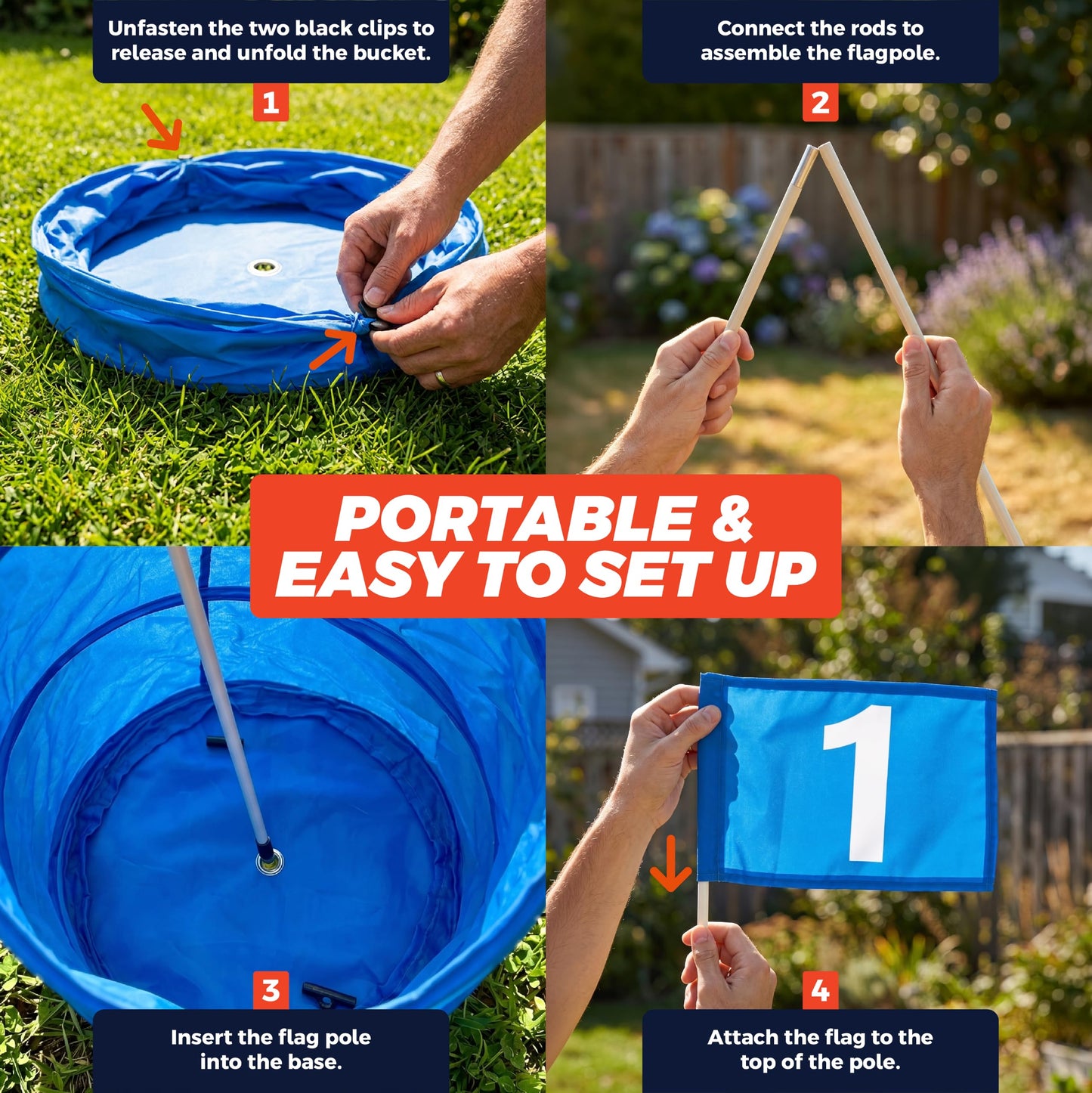 TOY Life Golf Game Set, 6 Holes Backyard Golf Bucket Game for Adults Kids, Practice Golf Course with Balls and Flag, Outdoor Indoor Golf Yard Game for Beach, Camping and Lawn