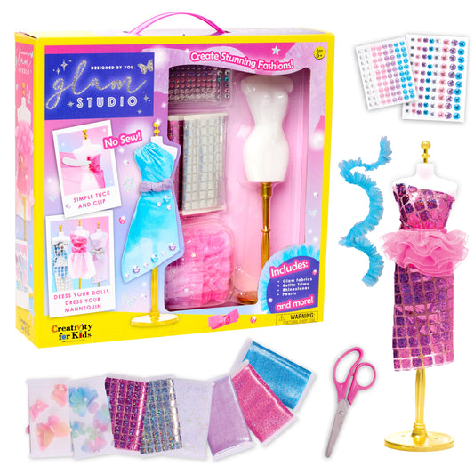 Creativity for Kids Designed by You Glam Studio: Girls' Fashion Designer Craft Kit for Ages 6-8, DIY Arts and Crafts for Kids, Birthday Gifts for Girls, Girl Toys