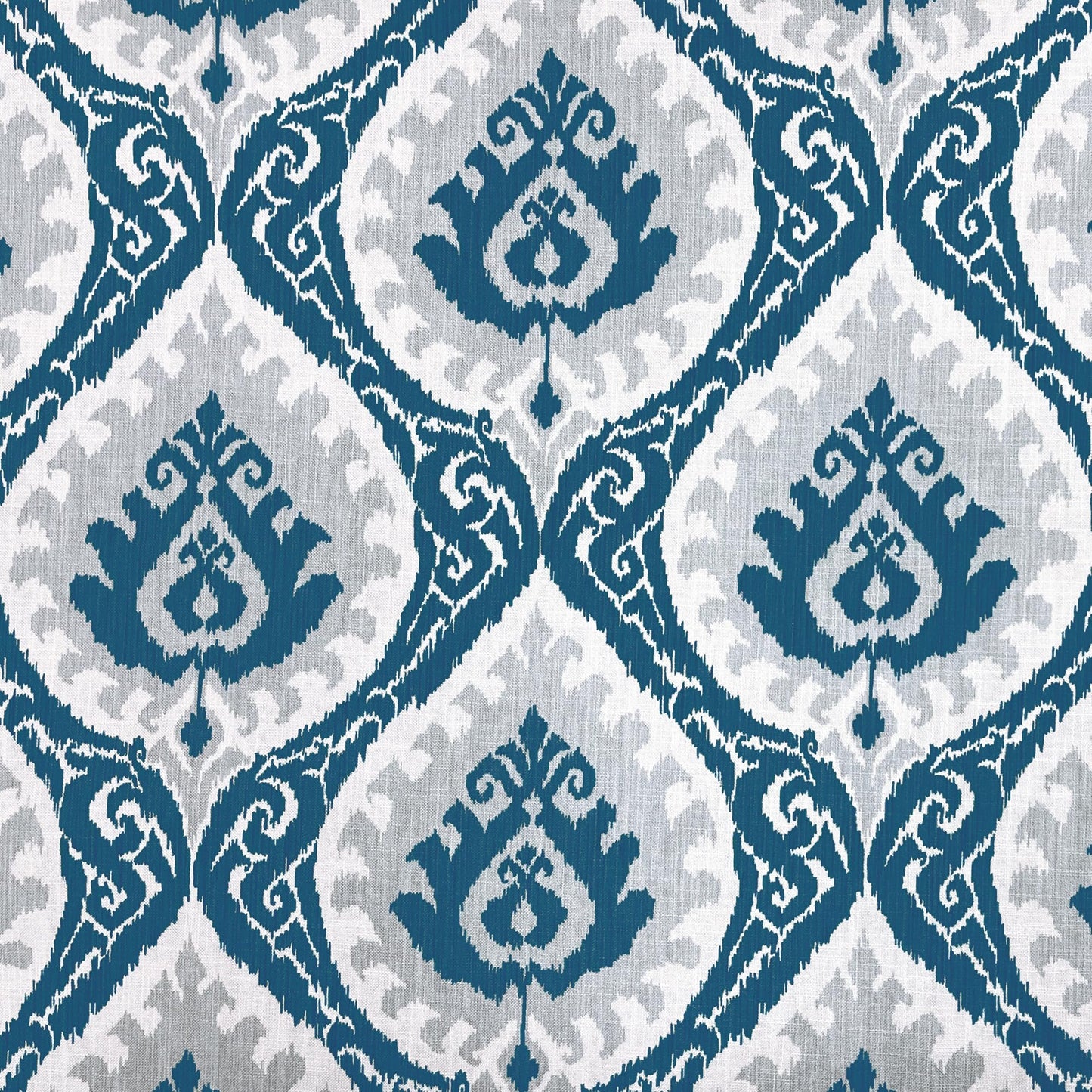 Homepop Home Decor |K7646-A877| Upholstered Modern Rectangular Storage Ottoman | Hinged Lid Ottoman with Storage for Living Room & Bedroom, Blue Ikat Medallion Print
