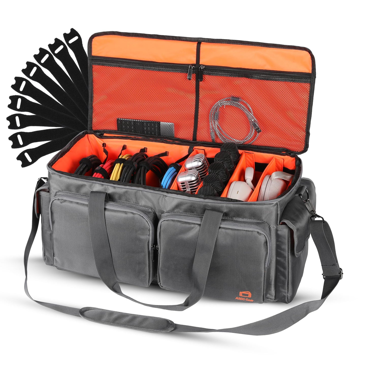Heavy Duty - DJ Cable Bag Organizer with Detachable Dividers – Cable Bag – DJ Bag for Equipment - DJ Gig Bag - Music Equipment & Accessories -DJ Bag - Heavy Duty Exterior & Padded Nylon Interior