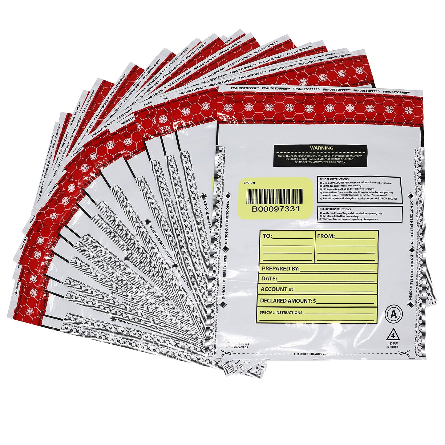 Nadex Tamper Evident Cash and Coin Bank Deposit Bags for Fraud Prevention, 12 x 16, Opaque, 100 Pack