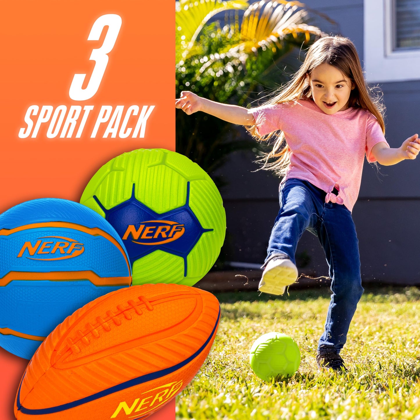 Nerf Kids Mini Foam Sports Ball Set - Soft Foam Football, Soccer Ball + Basketball for Kids - All Sport Mini Set - Indoor + Outdoor Youth Balls - Perfect Toy - Multi