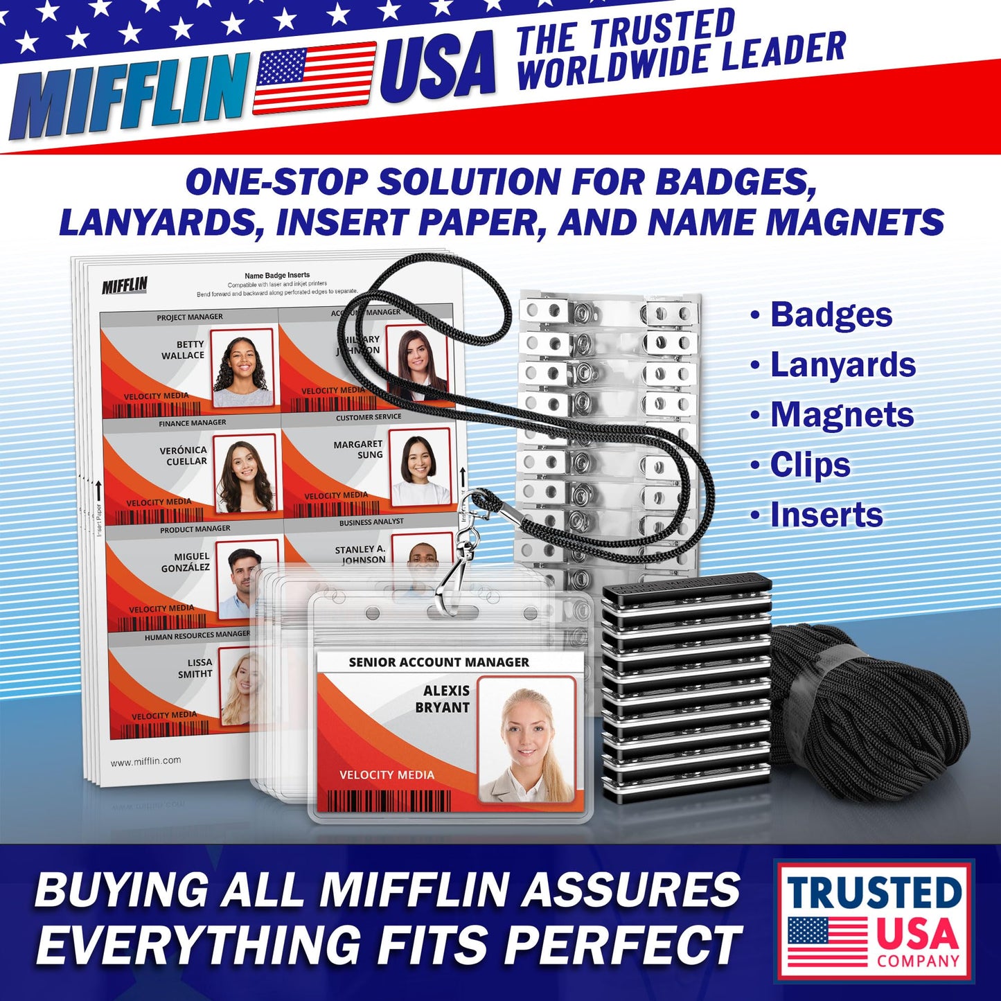 Mifflin-USA Card Protector (Clear, 4x3 Inches, 250 Pack), Waterproof and Resealable Horizontal Plastic ID Name Badge Holders