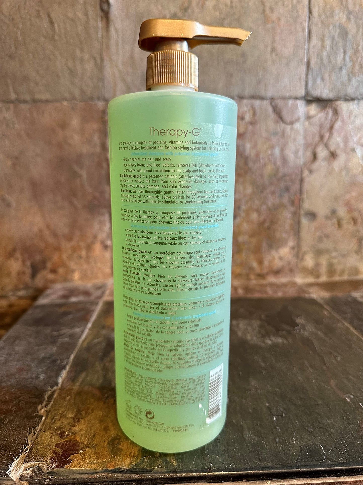 Therapy-G Antioxidant Shampoo (Liter 33.8oz) for fine, thinning hair and anti hair loss. Protects hair color and prevents damage and helps inhibit DHT and stimulate renewed growth shampoo..
