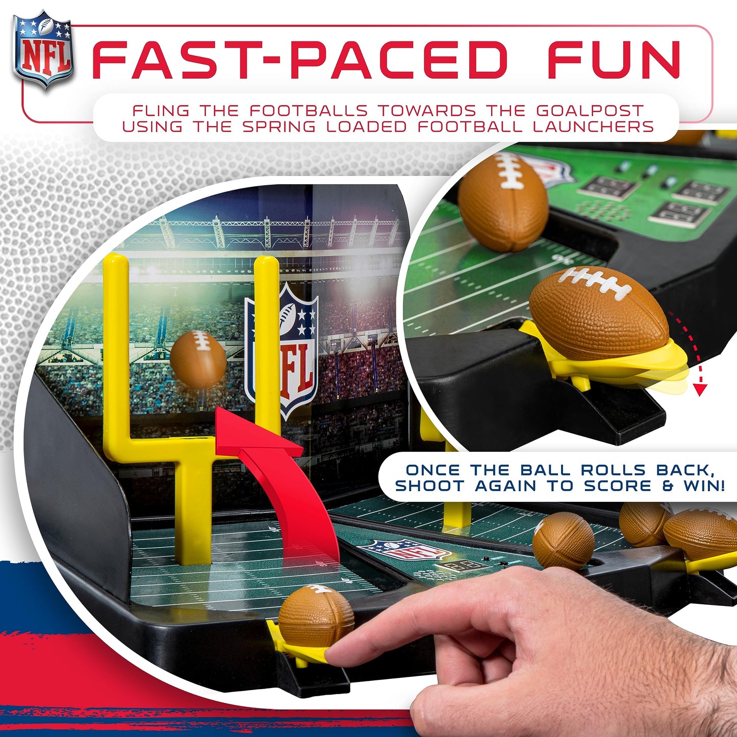 Franklin Sports Mini Football Field Goal Tabletop Game - Flying Field Goal Mini Football for Kids + Adults - Fun Indoor Sports Table Game for All Ages - Tabletop Toy