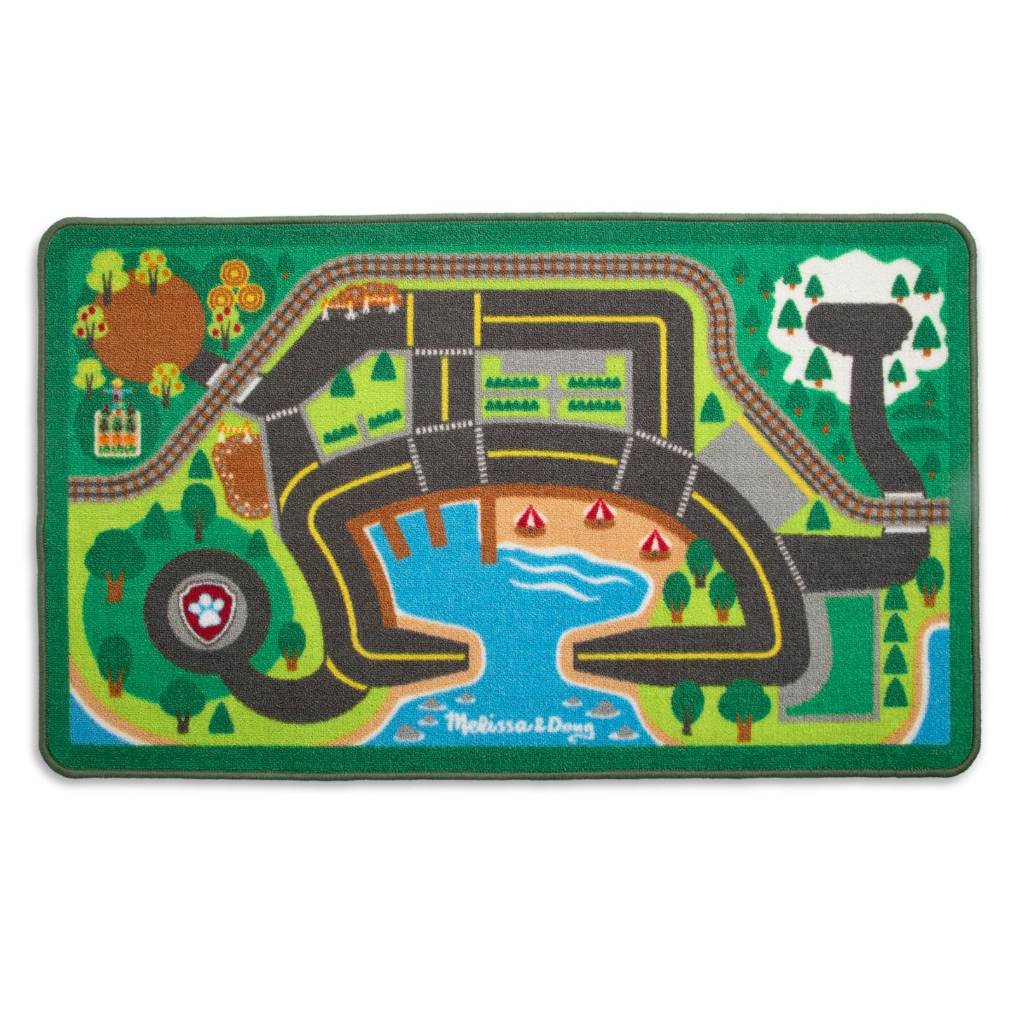 Melissa & Doug PAW Patrol Activity Rug - Adventure Bay (22 Pieces) PAW Patrol Town Mat with Wooden Toys for Ages 3+