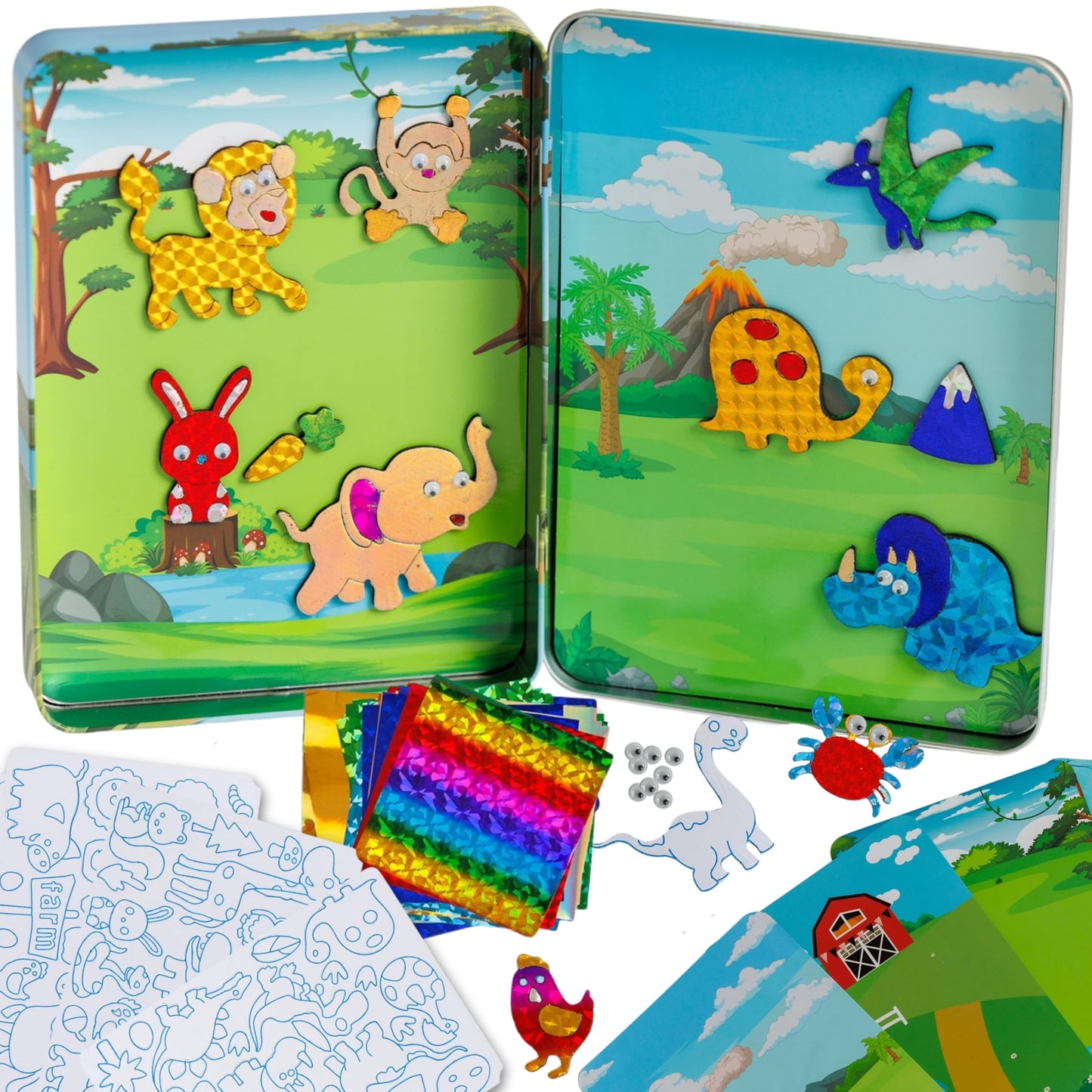 Foil Fun Art Kit for Kids - Reusable Animal Foil Art for Girls & Boys, DIY Mess-Free Girls Craft Kit w/Magnets, Ideal Travel Toy & in Car Activities for Kids Ages 4 5 6 7 8 9 10 11 12