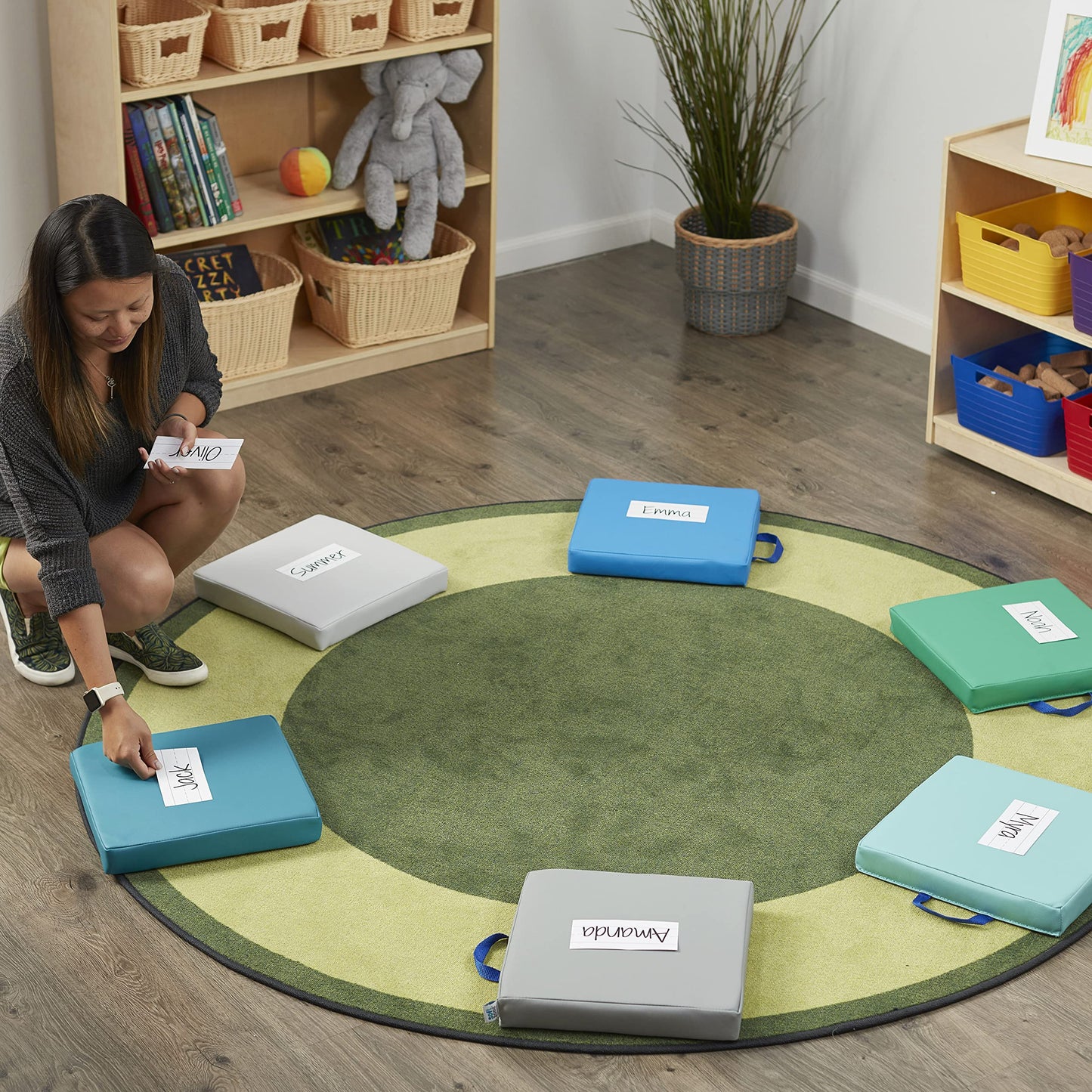 ECR4Kids SoftZone Floor Cushions, Square, Flexible Seating, Contemporary, 6-Piece