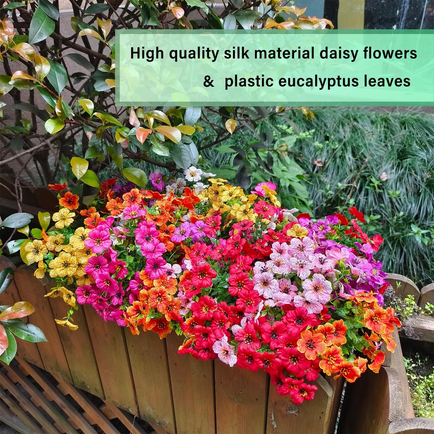 WEAUSUP 28 Bundles Silk Daisy Artificial Flowers Outdoor Fake Plants