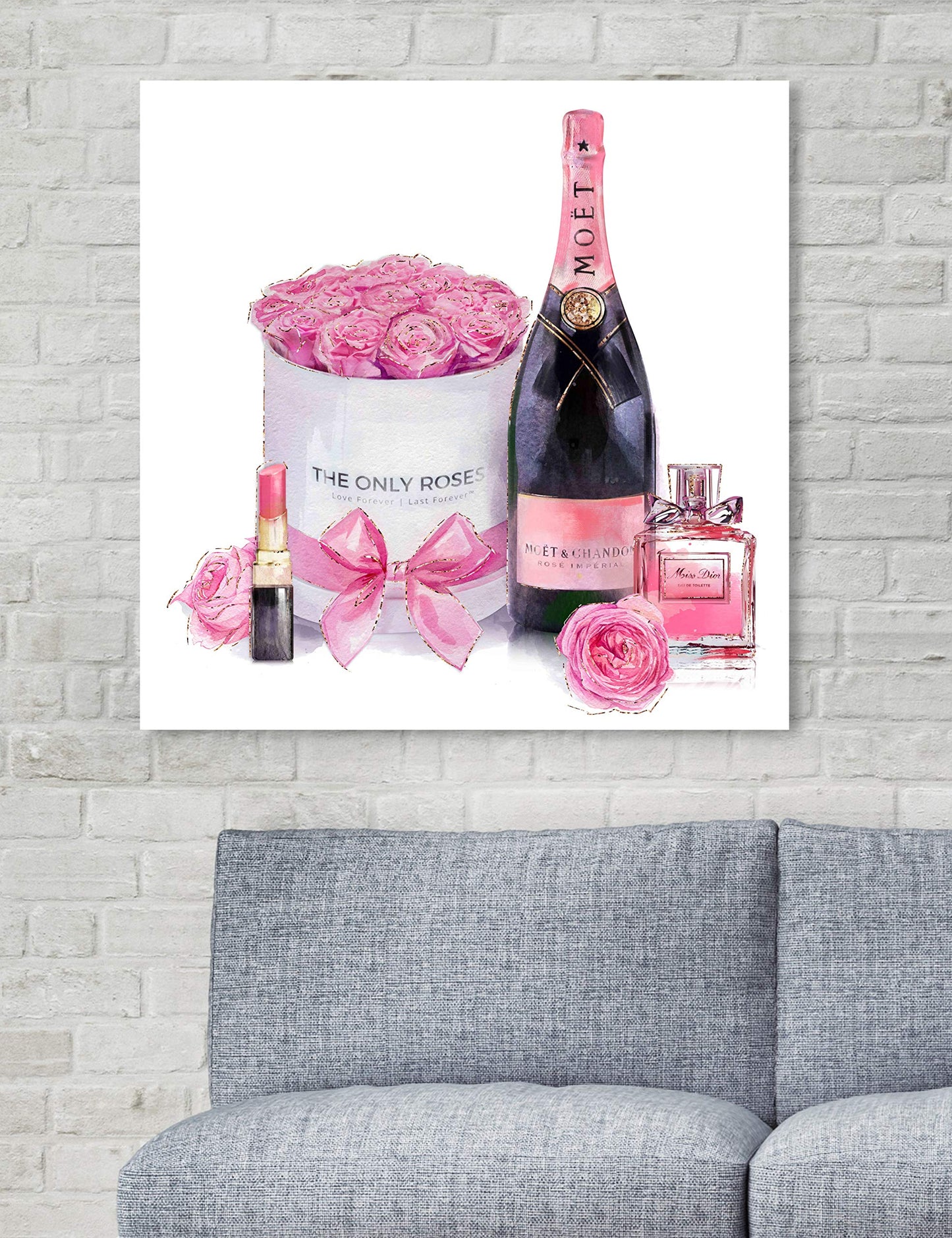 The Oliver Gal Artist Co. Fashion and Glam Premium Wall Art Canvas Prints Modern Home Décor 'Pinkish Glamour' - 24" x 24", White, Pink