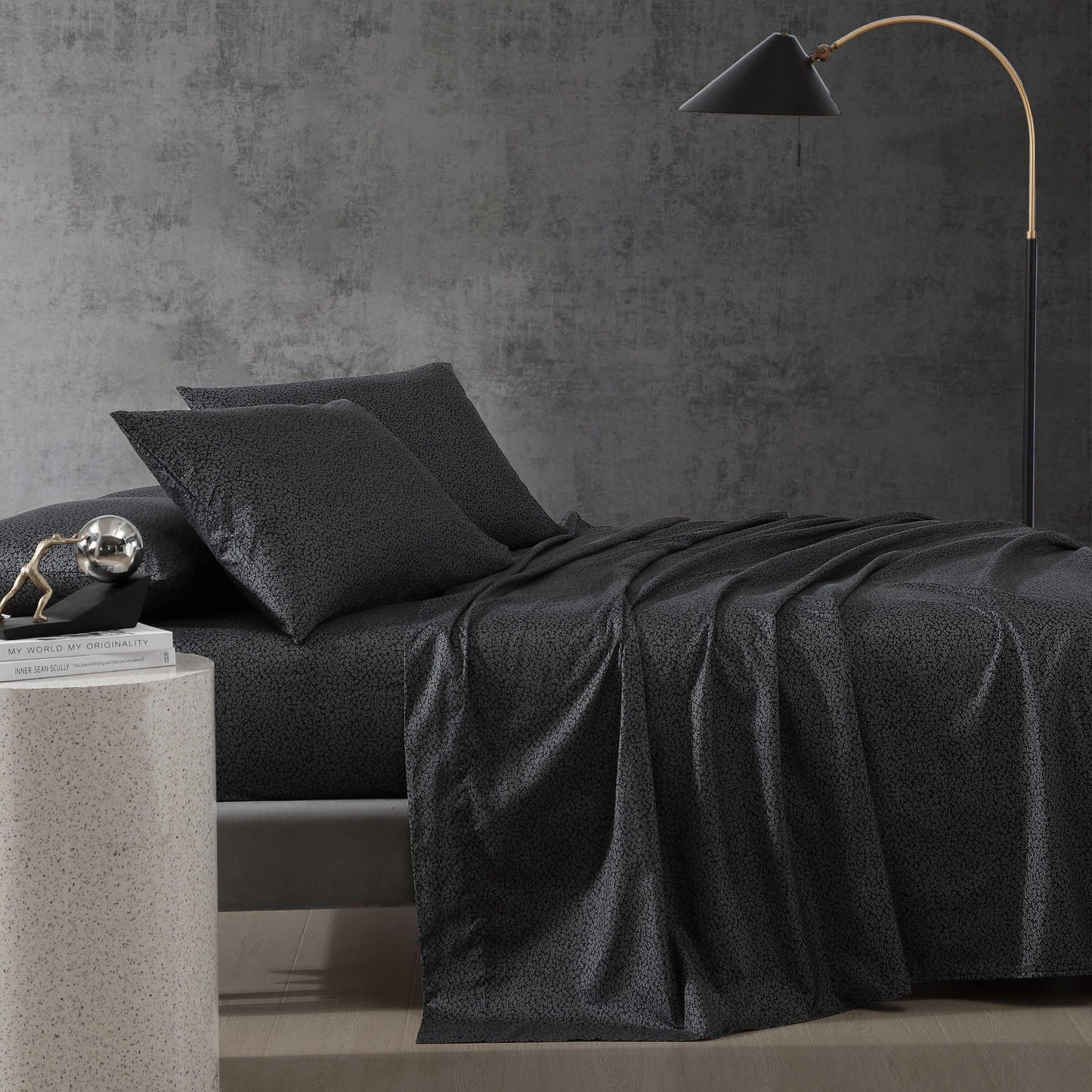 Kenneth Cole - Queen Sheet Set, Super Soft Wrinkle-Resistant Bedding with Bonus Pillowcases, Floral Home Decor, Oeko-Tex Certified (Chill Flowers Charcoal, Queen)