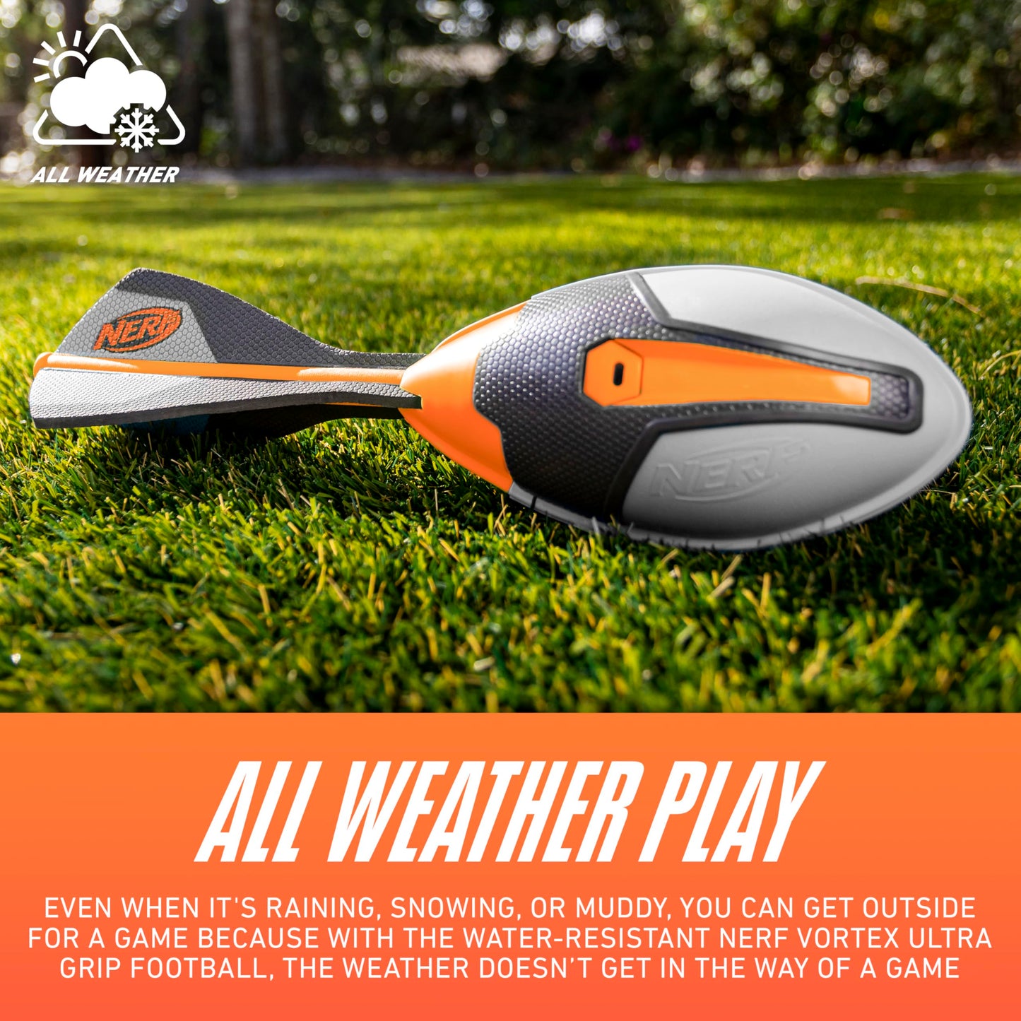 Nerf Vortex Ultimate Grip Foam Football Soft Vortex Football for Long-Distance Throws - All-Weather Perfect for Pool + Beach Football - Kids Ultimate Grip Whistle Vortex Foam Ball