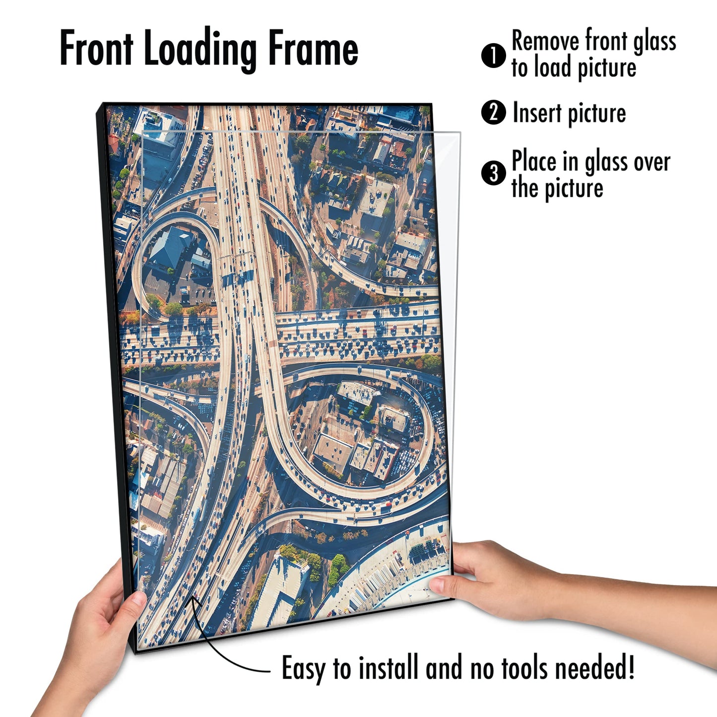 Americanflat Front Loading 12x18 Poster Frame with Shatter-Resistant Glass - Set of 3 - Metropolitan Collection - Photo Frame for Wall Display - Black