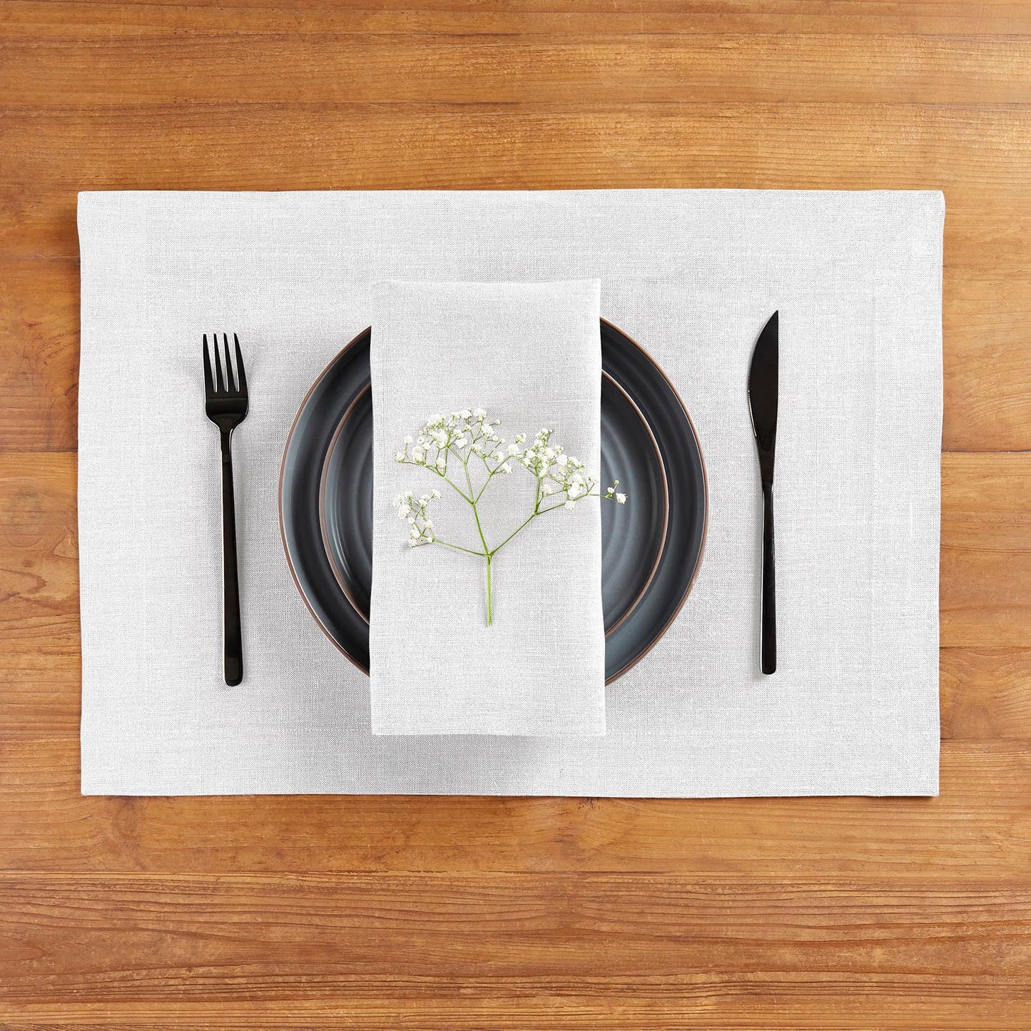 Solino Home White Linen Napkins Set of 4-100% Pure Linen Cloth Washable Dinner Napkins 20 x 20 Inch for Winter, Valentines, Spring, Easter - Diana Medium Weight