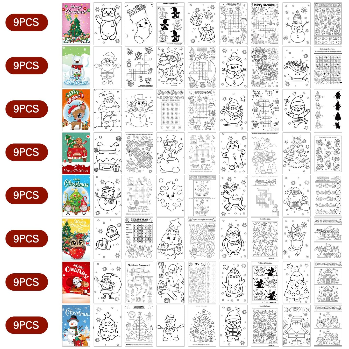 Fulmoon 144 Pcs Christmas Coloring Books for Kids Christmas Coloring Books Bulk with Crayons Christmas Mini Activity Books for Kids Stuffer Filler Holiday Fun and Games Activity Books
