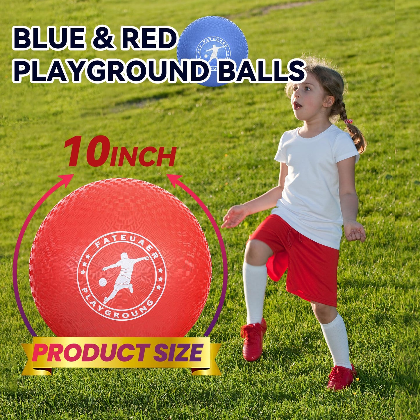 8.5 Inch Kickball Set, Dodgeballs 2 Pack, Playground Balls Gift for Kids & Adults, Bouncy Balls Includes Pump and Storage Bag, Handball for Outdoor & Indoor Games, Official Size for Camps and Schools