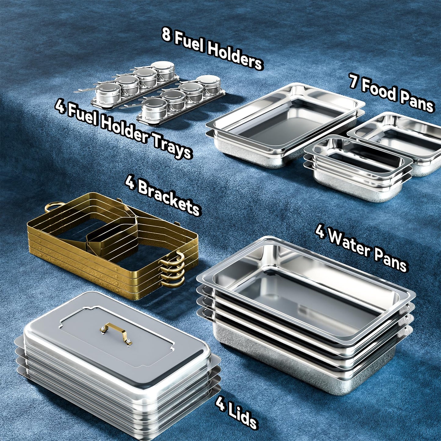 Amhier 9Qt 4 Pack [Multiple Food Pans Combo] Chafing Dishes for Buffet | High Grade [Durable and Hard] Chafing Dish for Parties, Events & Weddings, Indoors & Outdoors