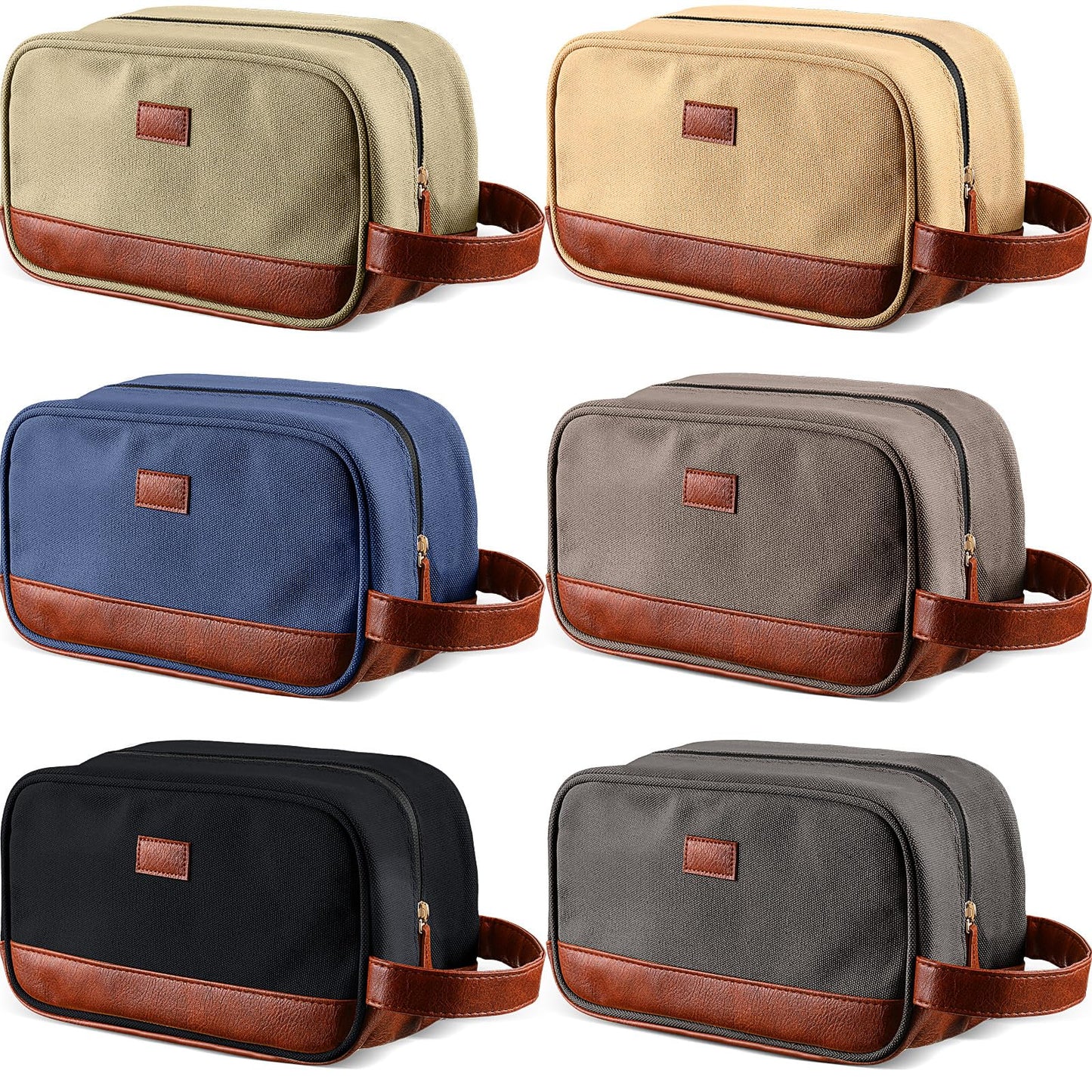 Paterr 6 Pcs Men's Toiletry Bags for Traveling Men's Shaving Bag for Toiletries Wedding Groomsmen Gifts Canvas and Leather Bathroom Bag for Men Gifts for Christmas Wedding Party Favors