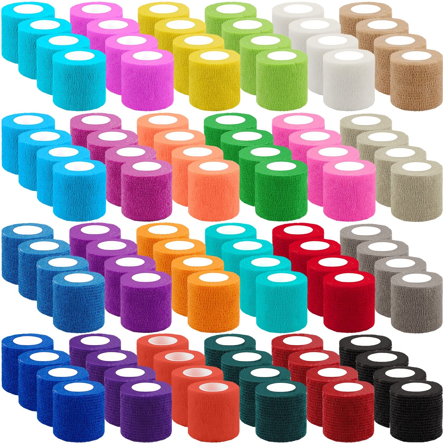 BQTQ 96 Rolls Self Adhesive Bandage Wrap Tape 2 Inch Self Adherent Wrap Self Stick Bandage Athletic Wraps Tape Stretch Bandages for Wrist Ankle Swelling Sprains (Rich Color)