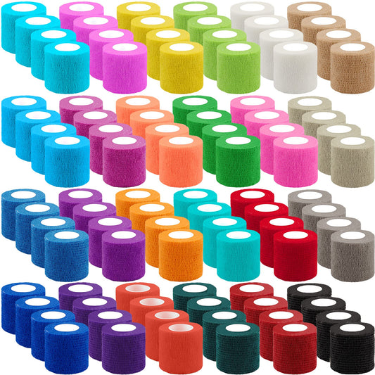 BQTQ 96 Rolls Self Adhesive Bandage Wrap Tape 2 Inch Self Adherent Wrap Self Stick Bandage Athletic Wraps Tape Stretch Bandages for Wrist Ankle Swelling Sprains (Rich Color)