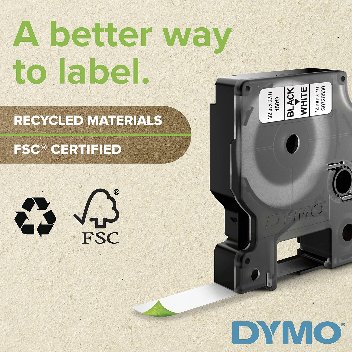 DYMO Rhino Industrial Heat-Shrink Labels 3/8" Tube Black Print on White