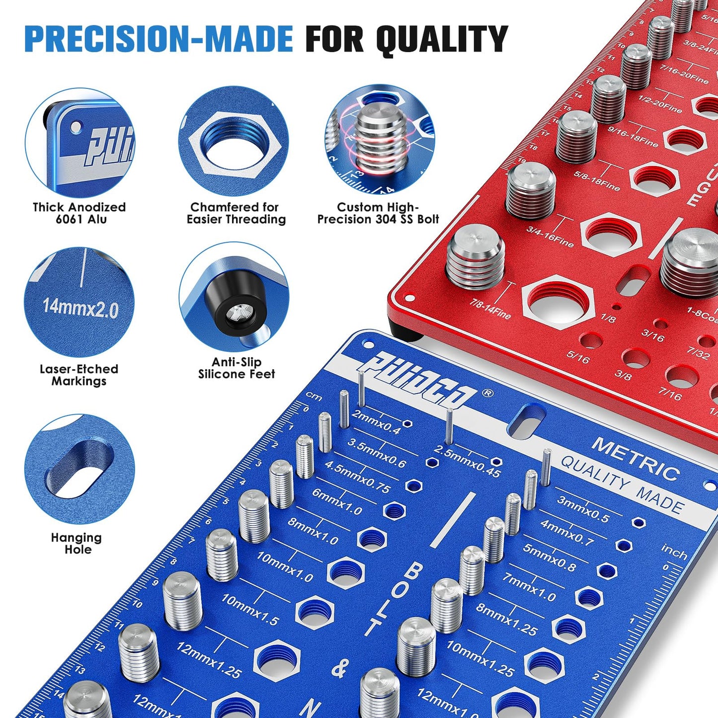 68 Nut and Bolt Thread Checker Standard and Metric, Screw Size and Thread Gauge with 26 SAE & 26 Metric & 16 Drill Bit Gauge, Bolt and Nut Identifier Gauge Bolt Size Finder for Quickly Identify