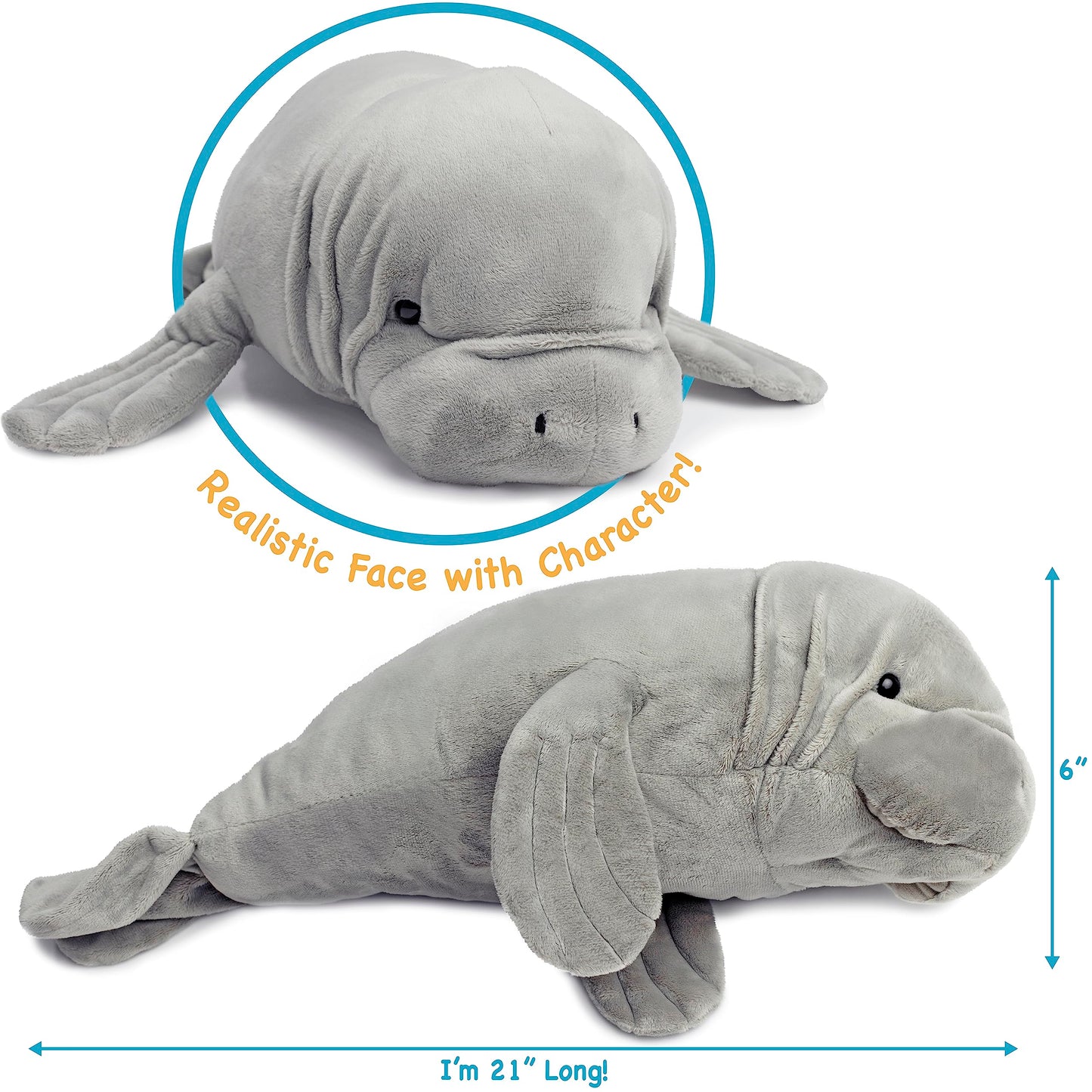 Morgan The Manatee - 21 Inch Stuffed Animal Plush - by TigerHart Toys (New Edition)