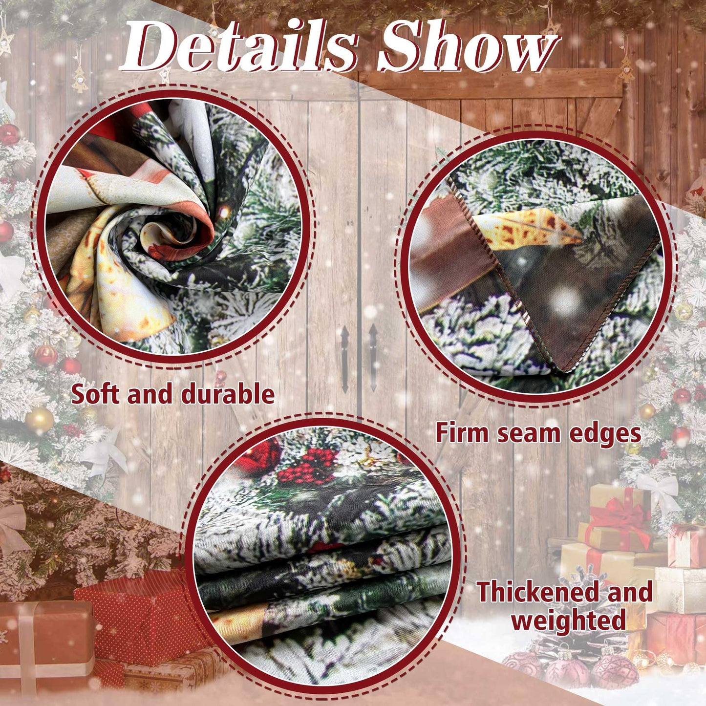 Felortte 10x8FT Polyester Fabric Winter Christmas Rustic Barn Wood Door Photography Backdrop Xmas Tree Snow Background Banner for Family Holiday Party Decoration Supplies Photo Studio Props Pictures