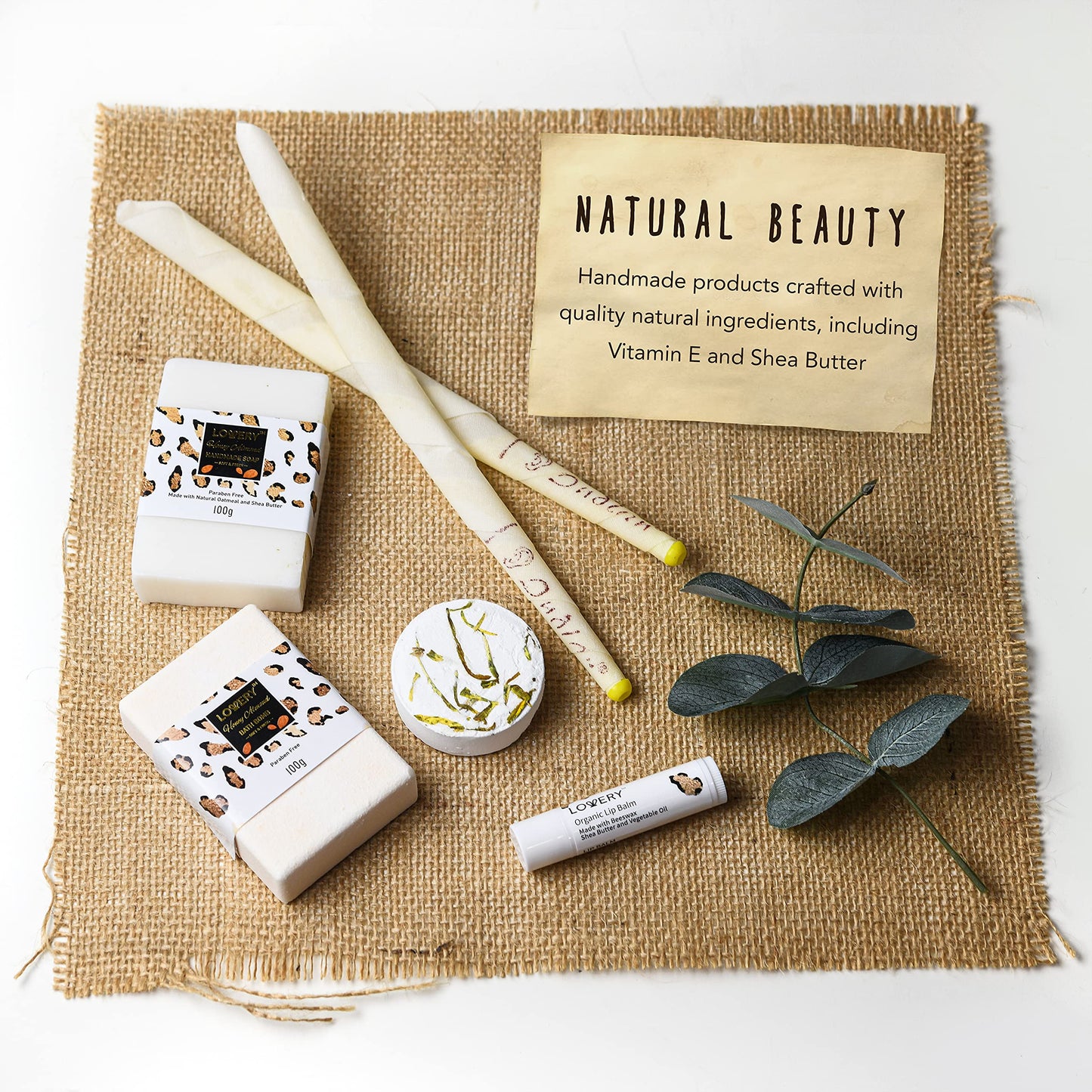 Valentines At-Home Spa Kit with Honey Almond Scent, Bath Gift Basket - Vit E-Rich Bath Essentials, Tumbler, Ear Candles, Bath Oil, Salts, Shower Steamer, Organic Lip Balm & More in Leopard Basket, 21