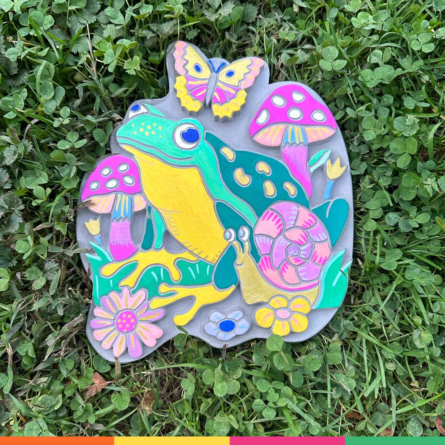 Bright Stripes iHeartArt Marker By Numbers Garden Stone Frog & Mushroom