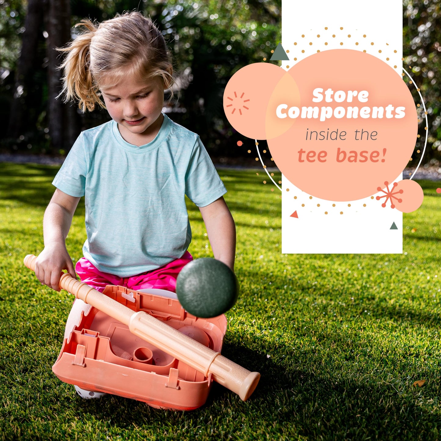 Franklin Sports USASB Kids Baseball Batting Tee Set - Jumbo Plastic Baseball Bat, Ball + Tee - Adjustable + Portable Tee for Youth + Toddlers - Fold Away Tee