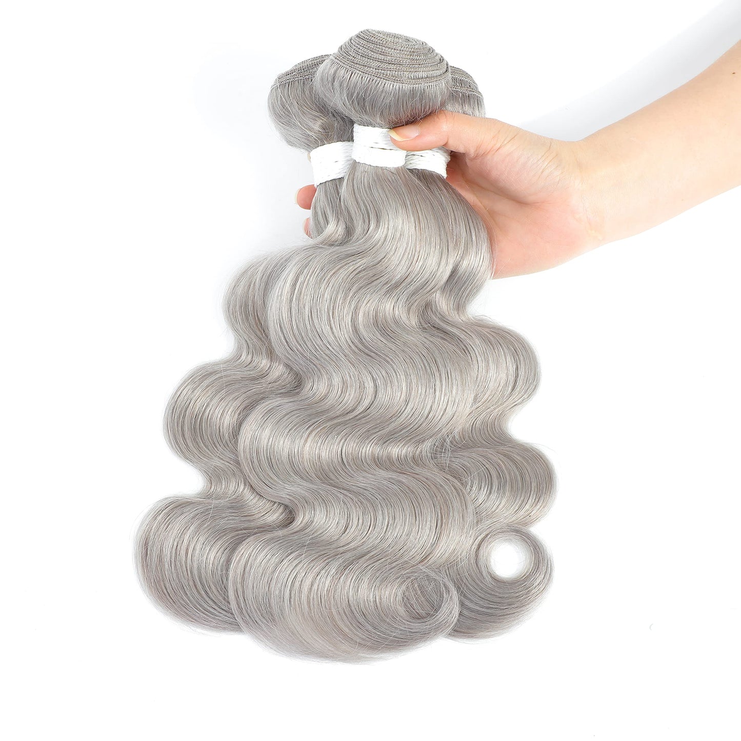 Brazilian Body Wave Bundles (18inch，1PC) Grey Human Hair Weave Bundles 9A 100% Remy Human Hair Weft Extension For Women