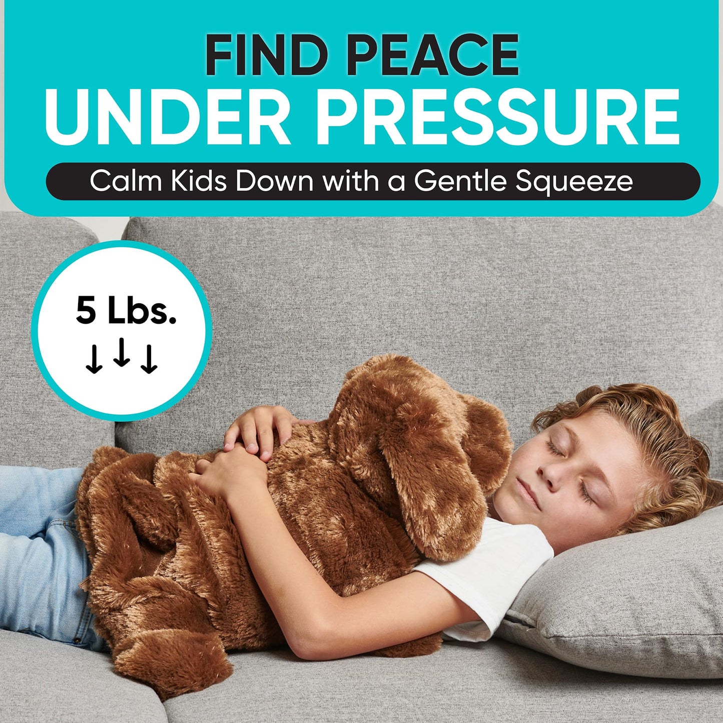 FRIENDLY CUDDLE Weighted Lap Blanket for Kids & Adults – Kids Weighted Blanket – ASD, Sensory Processing Weighted Stuffed Animals Dog Toy – Microwavable Weighted Lap Pad for Kids, 5 Lbs