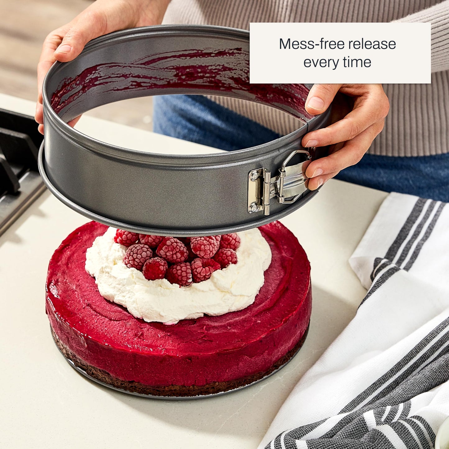 All-Clad Springform Pan 9 inch with Removable Bottom, Nonstick Pro-Release Bakeware, Professional Spring Form and Cheesecake Baking Mold, Durable Ceramic-Reinforced Non stick Coating, Grey