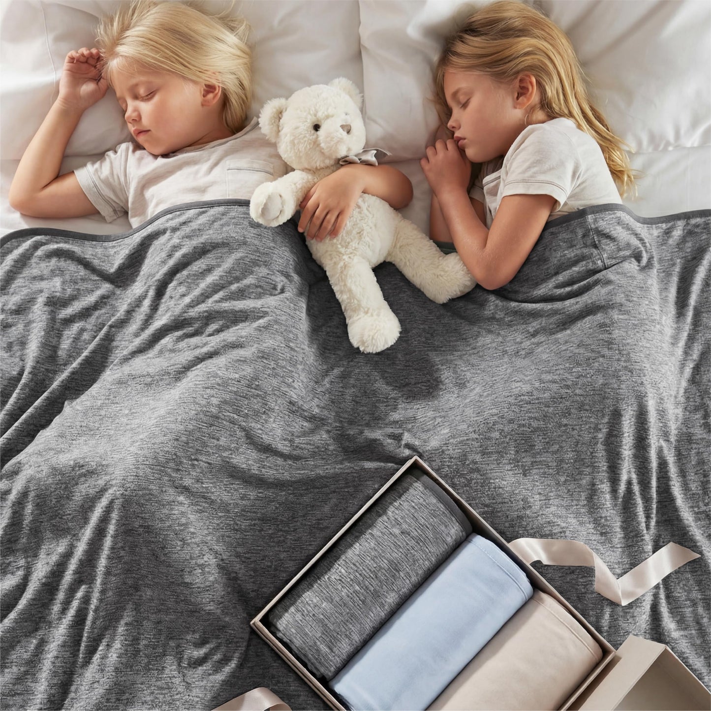 Bedsure Double Sided Bed Cooling Blanket Full Size for Hot Sleepers - Summer Cold Bed Sheet Blankets with Rayon Derived from Bamboo, Ice Cool Lightweight Arc-Chill Thin Summer Cooler Bedding, 80x90