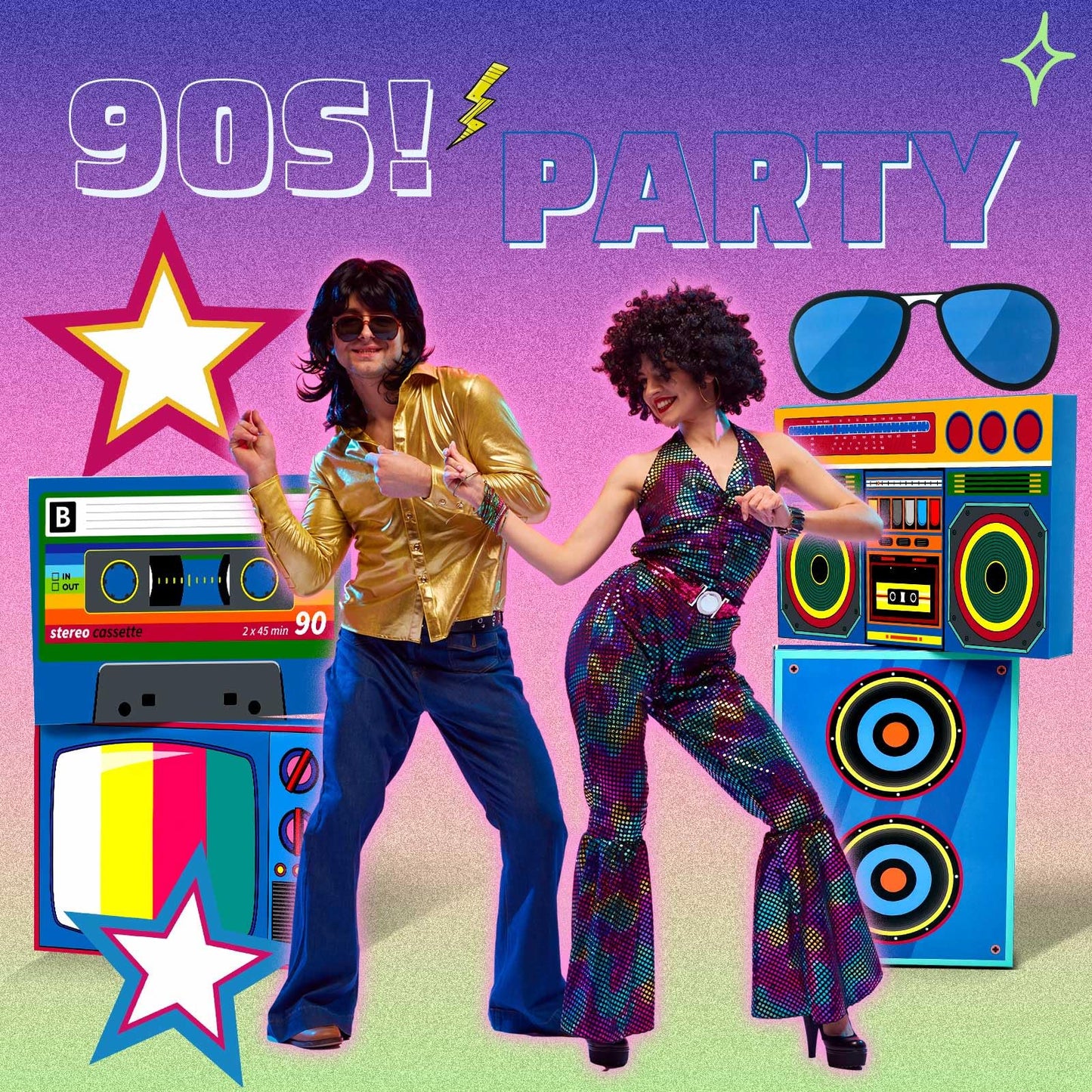Weekgrat 7 pcs Large 80s 90s Party Decorations 3D Hip Hop Favor Set Paper Boombox Cassette Boxes for Retro Back to 1980s 1990s Theme Birthdays Music Neon Decoration