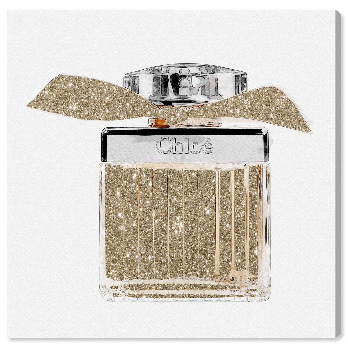 The Oliver Gal Artist Co. Fashion and Glam Wall Art Canvas Prints 'Lovely Sweet Perfume' Home Décor, 16" x 16", Gold, Gray