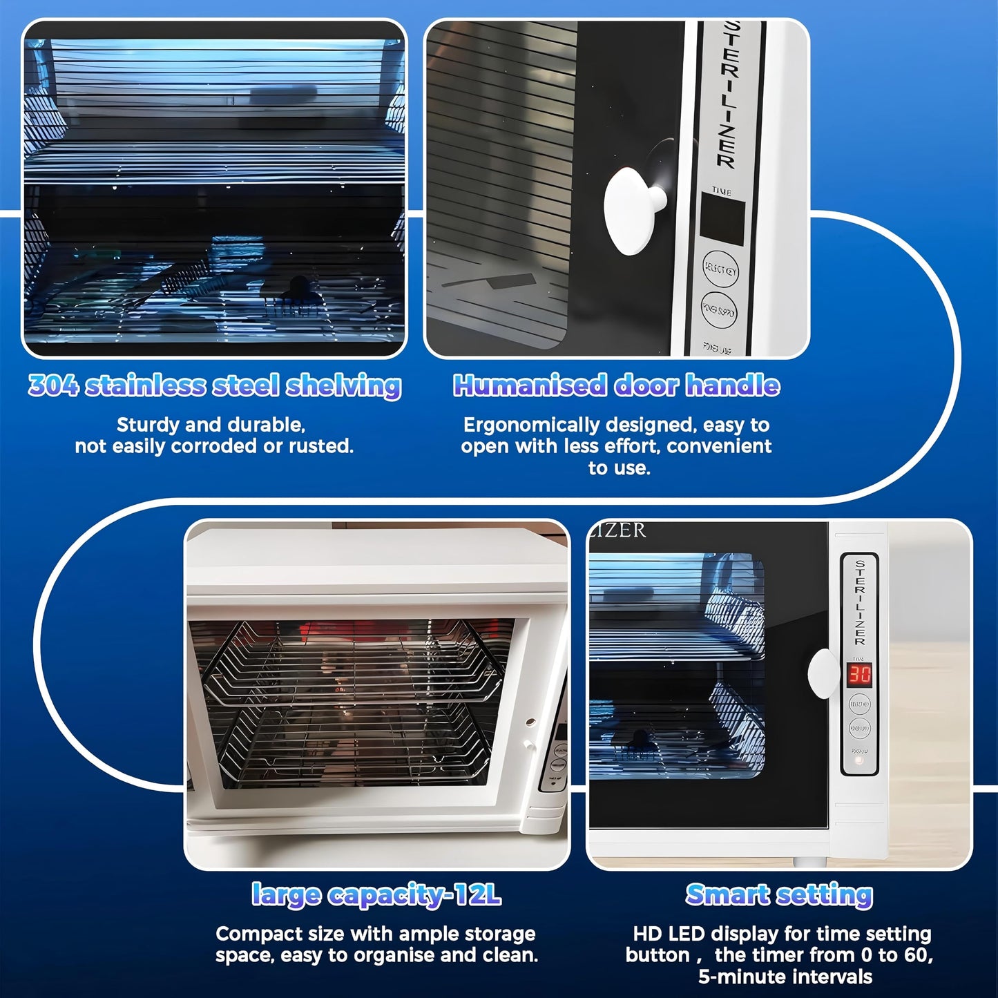 Smiledt Nail Tool Sterilizers UV 12L Lighting Autoclave Machine for Labs, Salons & Home