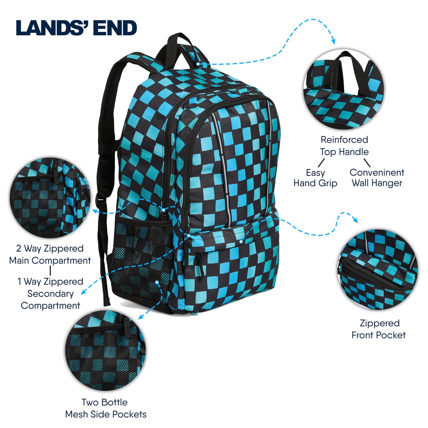 Lands' End Unisex Kids Large ClassMate Lightweight Durable Elementary School Backpack, Tundra