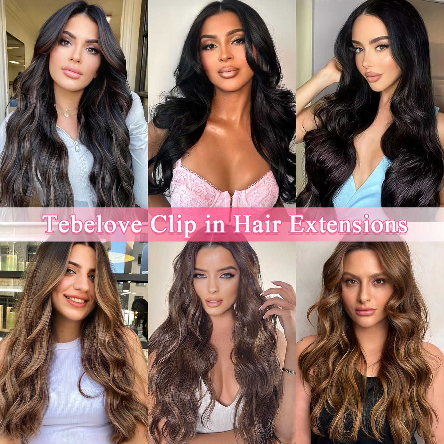 Tebelove Clip in Hair Extensions Real Human Hair, 100g/3.6oz, Clip in 100% Brazilian Remy Human Hair Extension for Women, Double Weft 8pcs Per Set with 18 Clips 1B Natural Black 16 Inch
