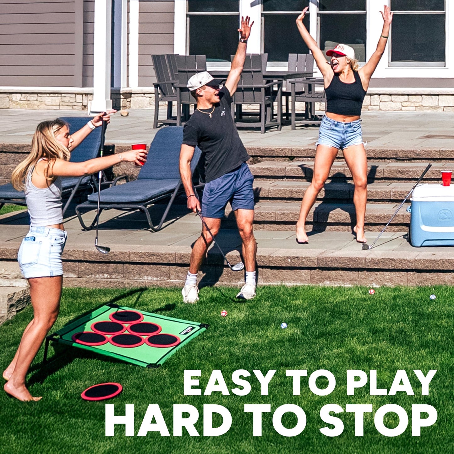 Golf Pong Game Set, Jumbo Backyard Lawn Game, Portable Indoor-Outdoor Chipping Golf Gift for Men, Women & Family