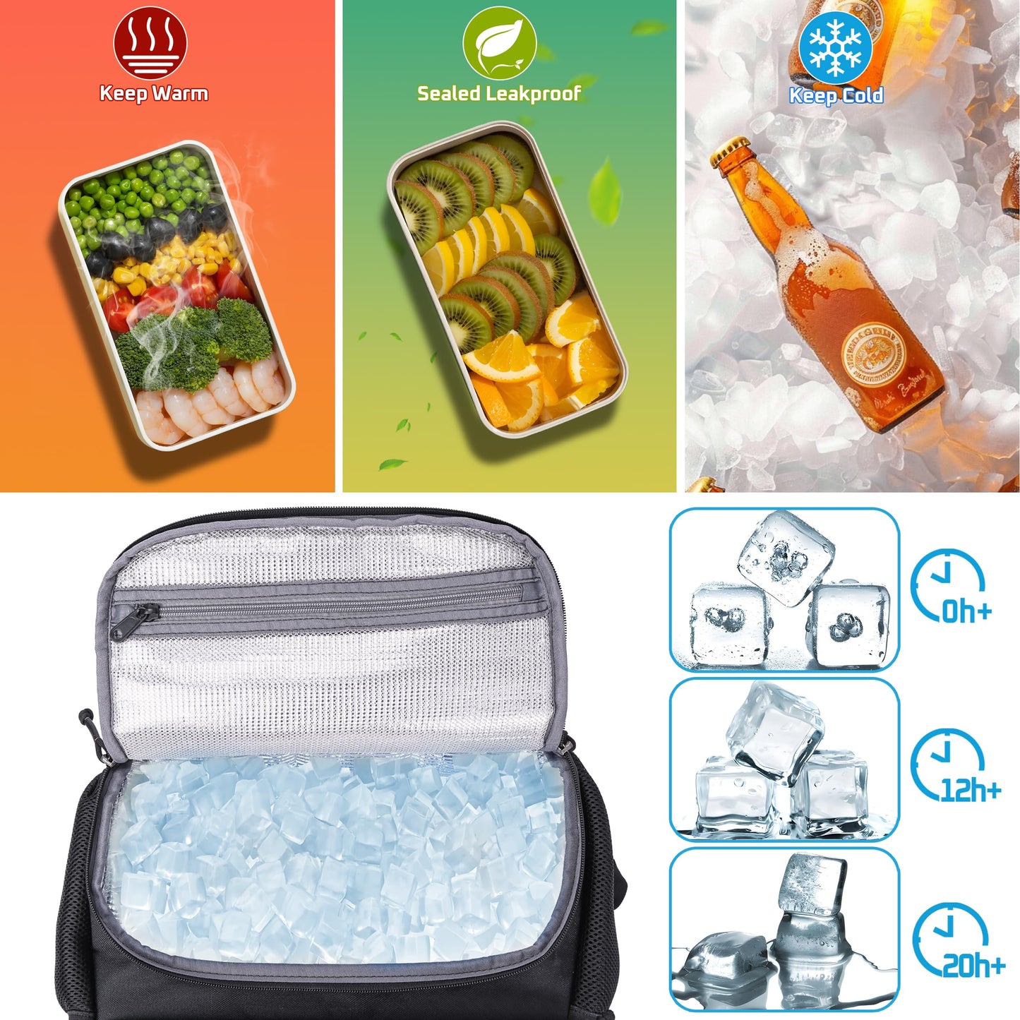DEYACE Lunch Box Backpack for Men, Tactical Cooler Backpack with Laptop Compartment Leakproof RFID Lunchbox Bag for Work